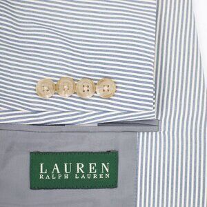 NWT Lauren ralph Lauren Sport Coat Mens 44L seersucker Single Breasted Striped
